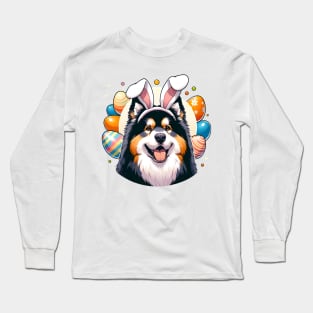 Lapponian Herder Enjoys Easter with Bunny Ears Long Sleeve T-Shirt